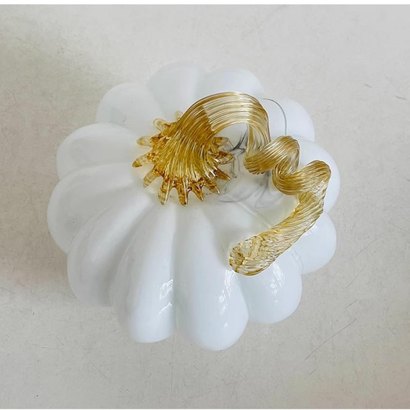 White Glass Pumpkin Decor - Picture 2 of 7